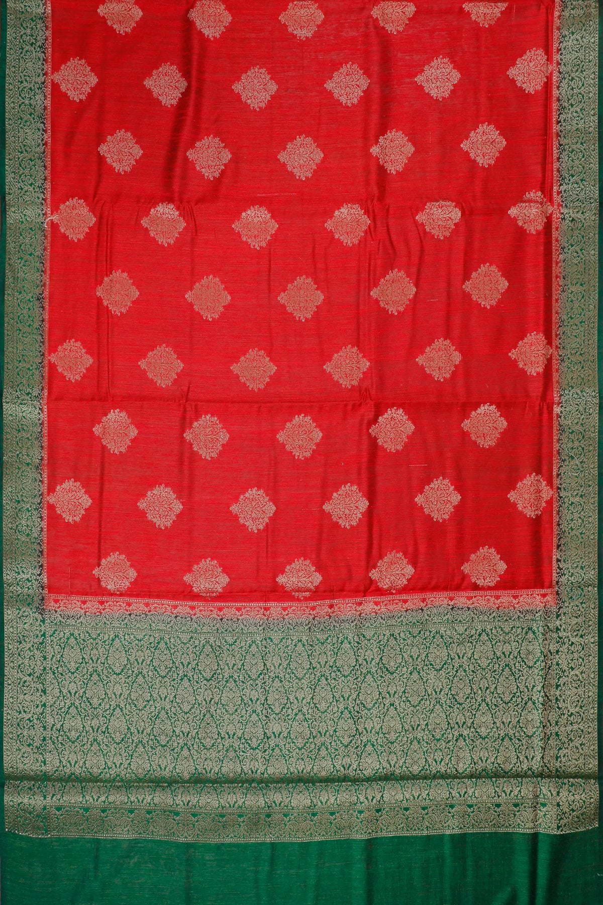 Red Powerloom Benarasi Dupion Silk Saree