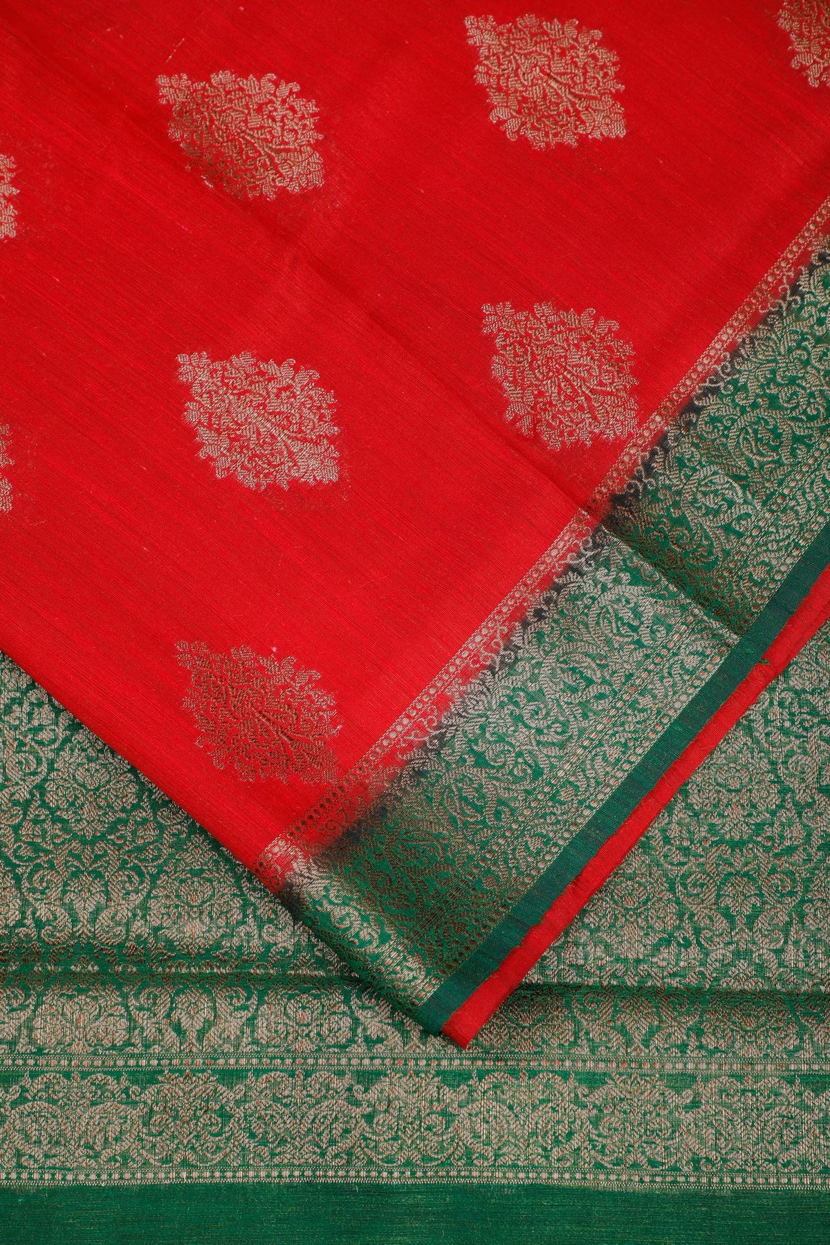 Red Powerloom Benarasi Dupion Silk Saree