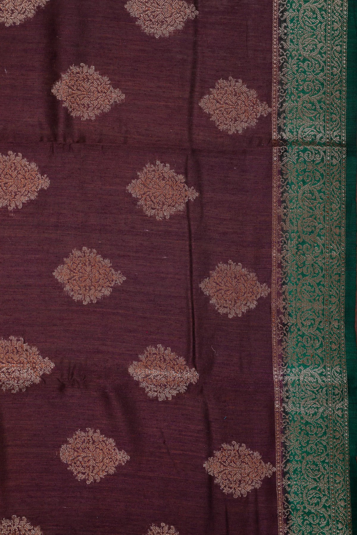 Wine Powerloom Benarasi Dupion Silk Saree