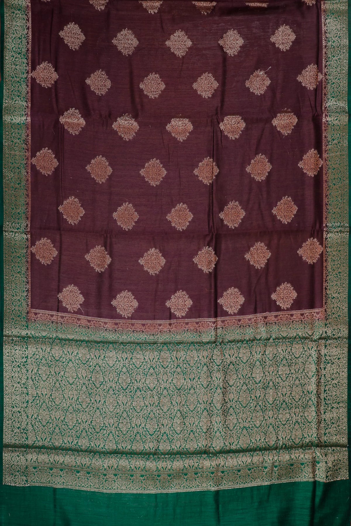 Wine Powerloom Benarasi Dupion Silk Saree