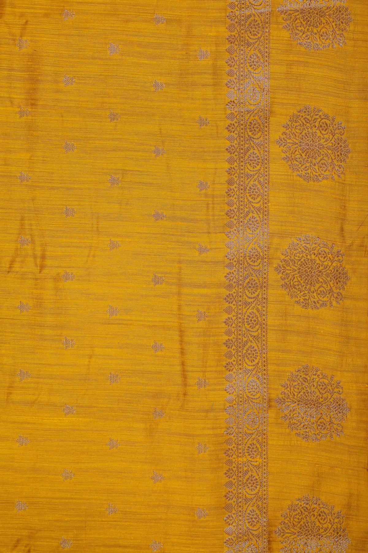 Mustard Yellow Powerloom Benarasi Dupion Silk Saree