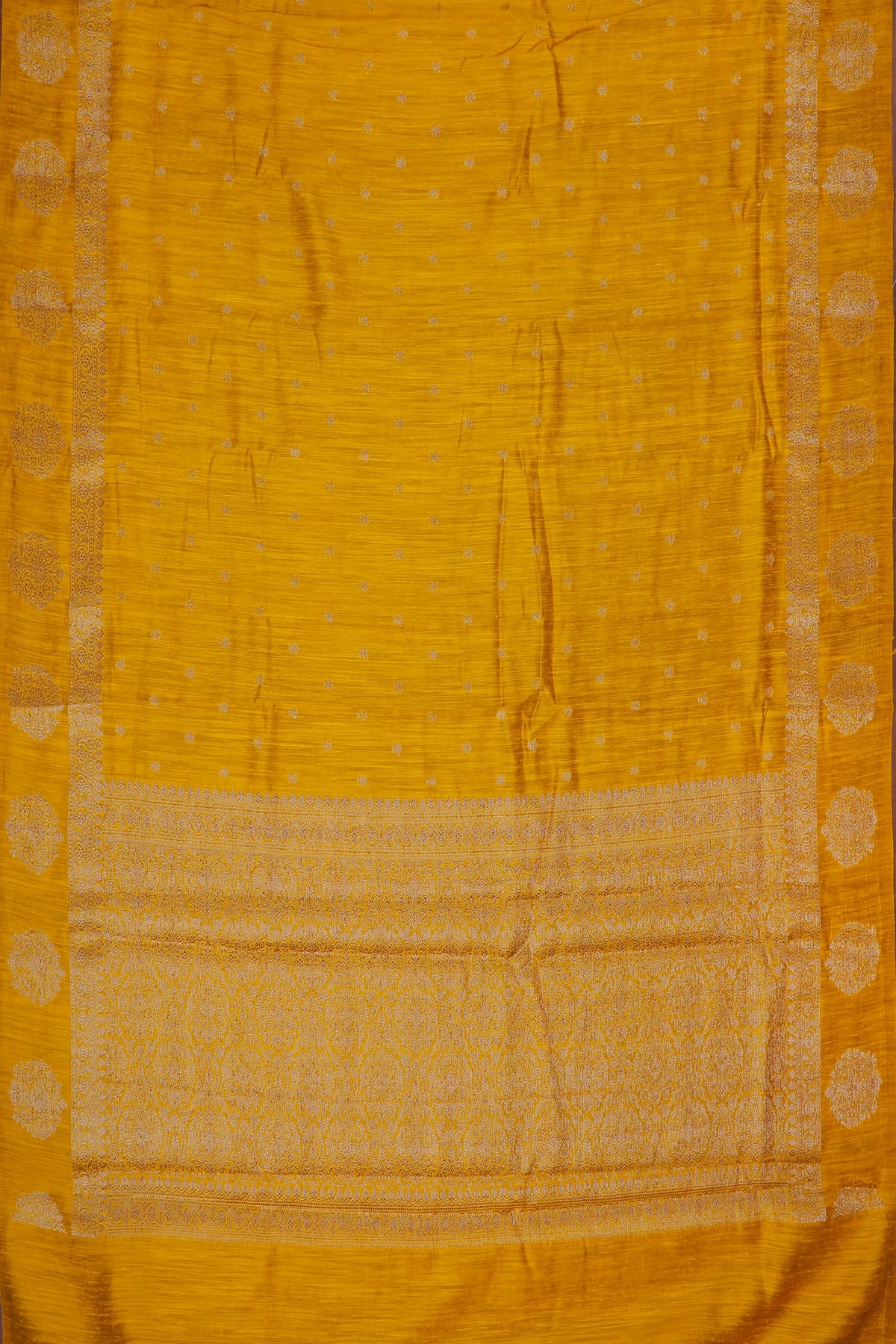 Mustard Yellow Powerloom Benarasi Dupion Silk Saree