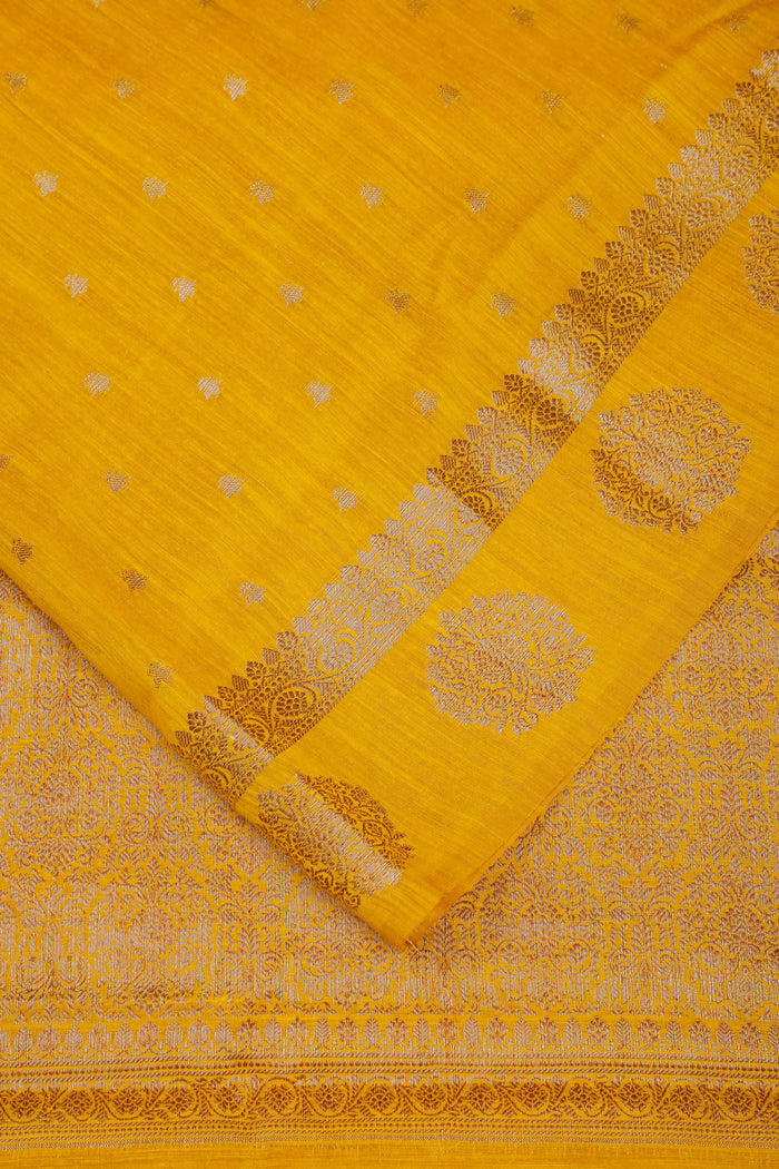 Mustard Yellow Powerloom Benarasi Dupion Silk Saree - detail 3