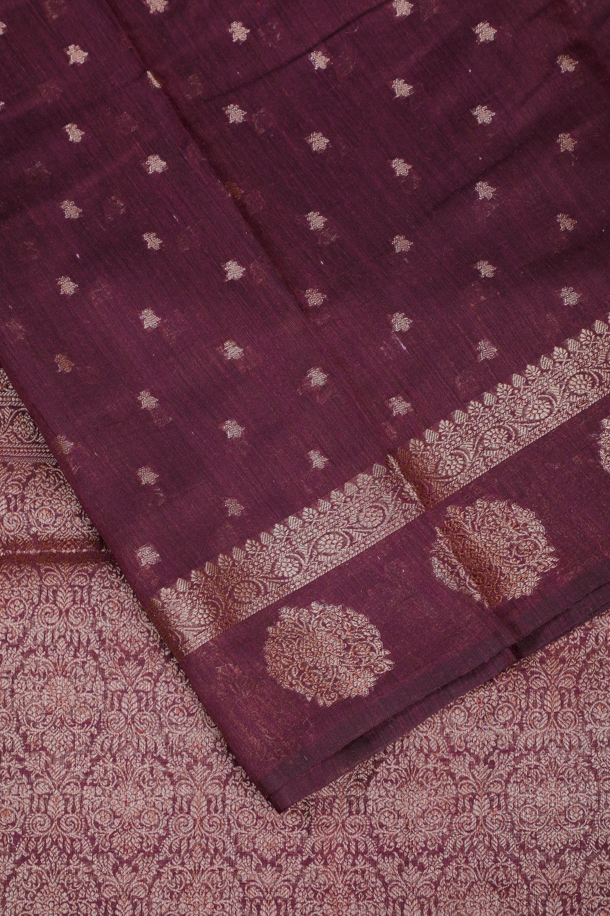 Dark Purple Powerloom Benarasi Dupion Silk Saree