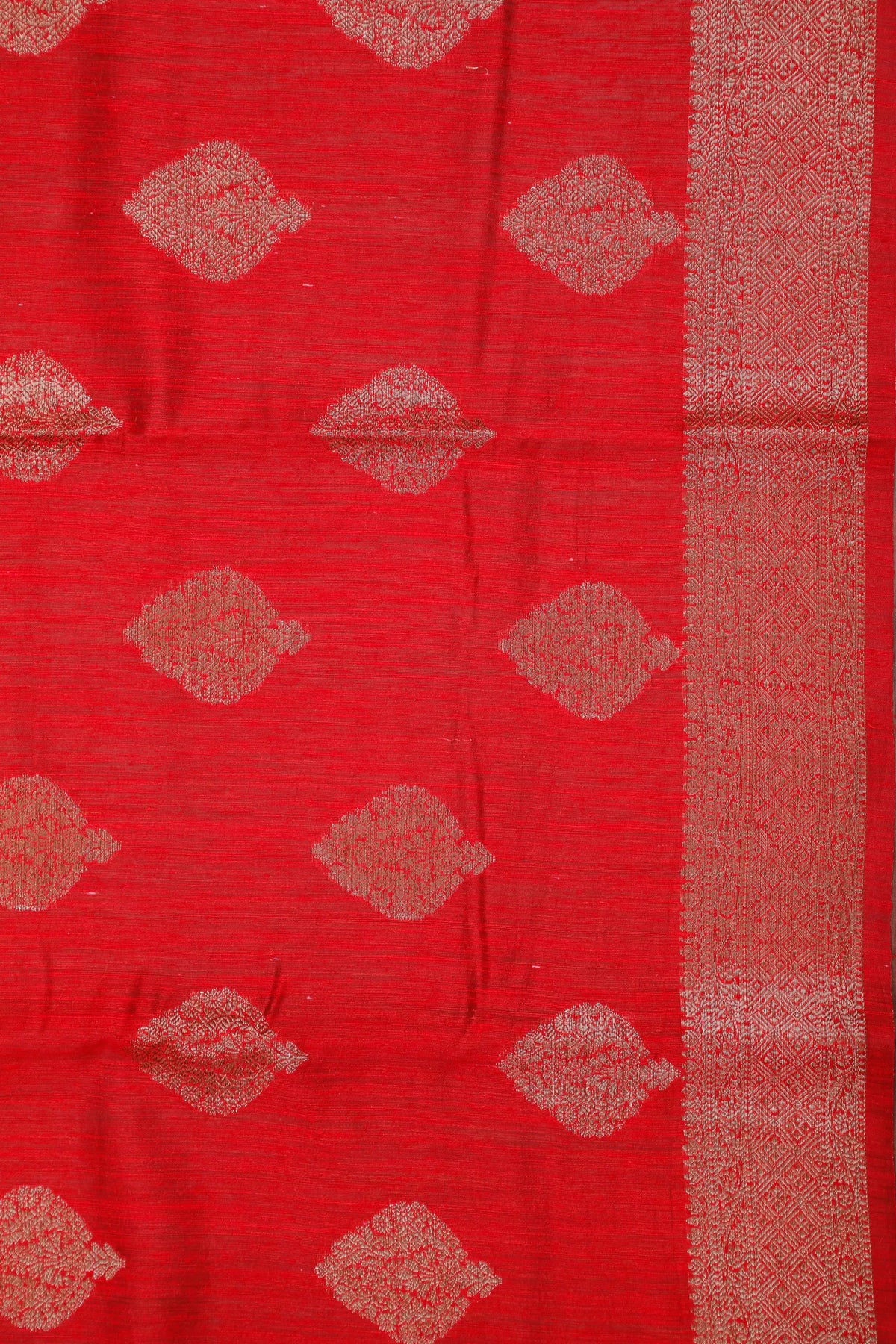 Red Powerloom Benarasi Dupion Silk Saree