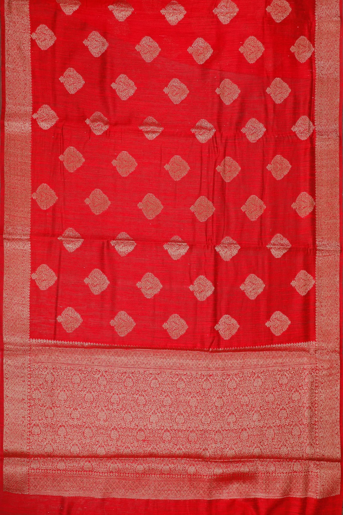 Red Powerloom Benarasi Dupion Silk Saree