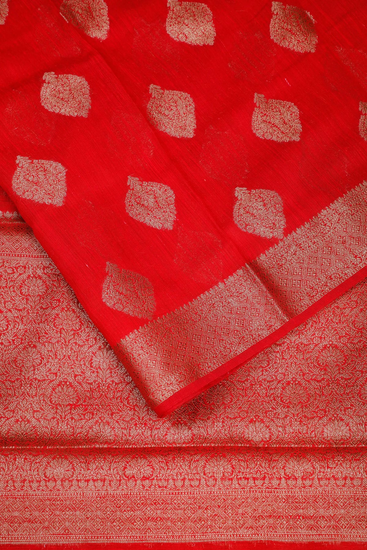 Red Powerloom Benarasi Dupion Silk Saree