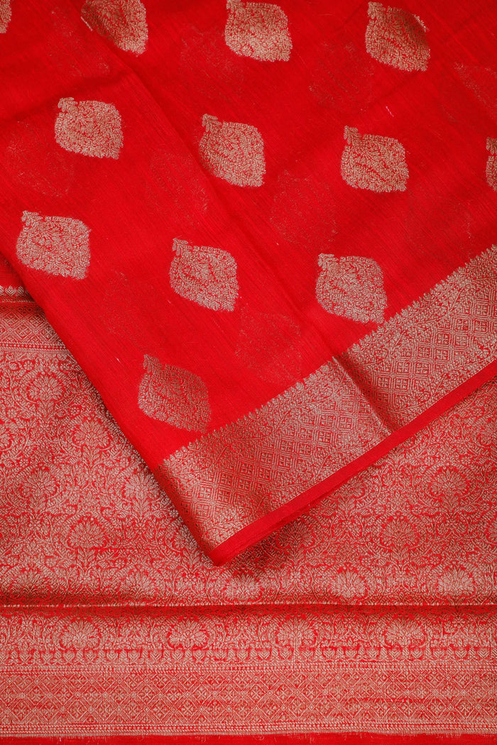 Red Powerloom Benarasi Dupion Silk Saree - detail 3