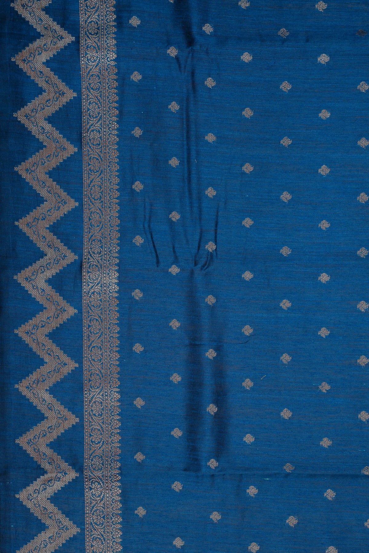 Dark Blue Powerloom Benarasi Dupion Silk Saree