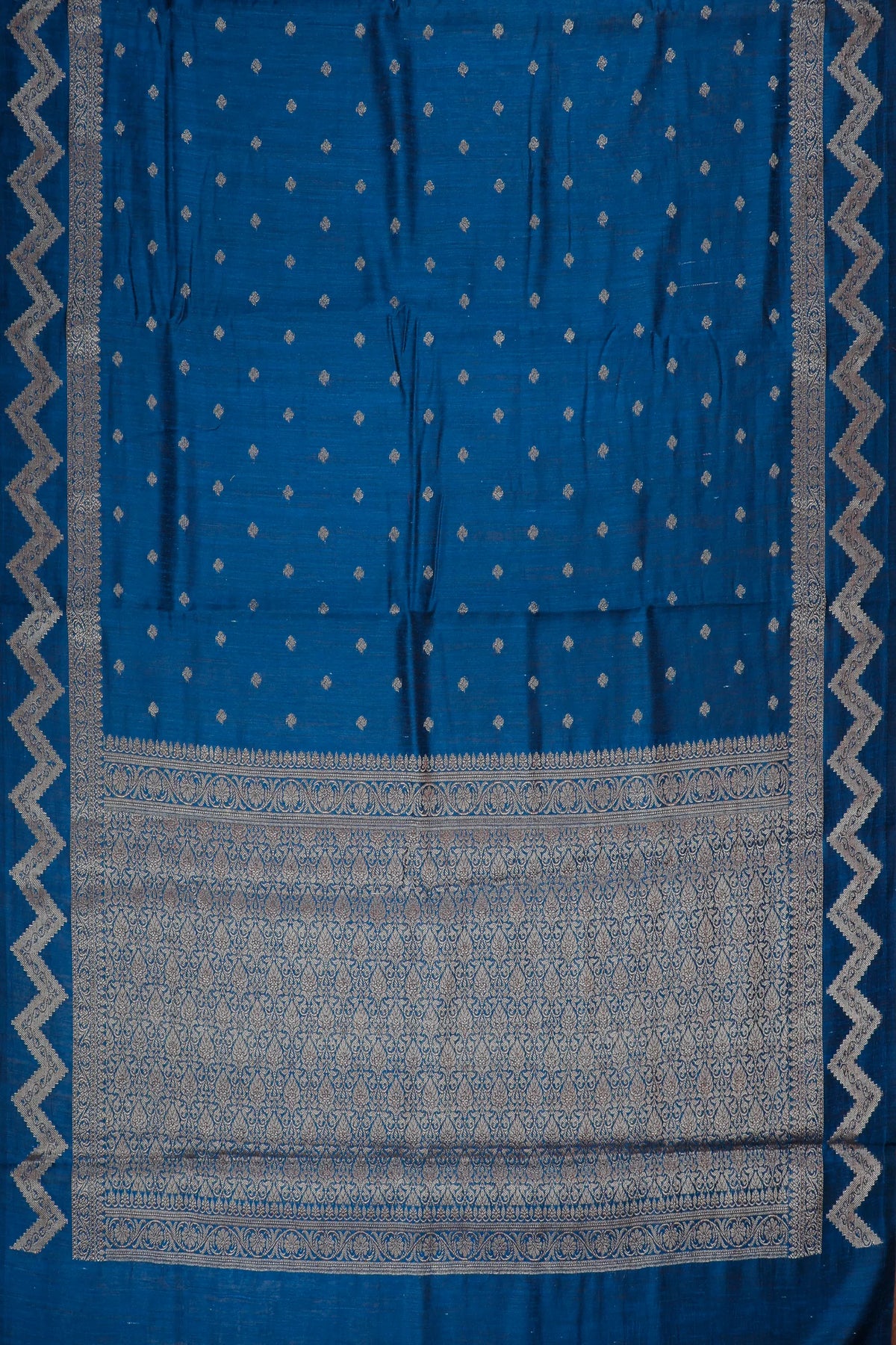 Dark Blue Powerloom Benarasi Dupion Silk Saree