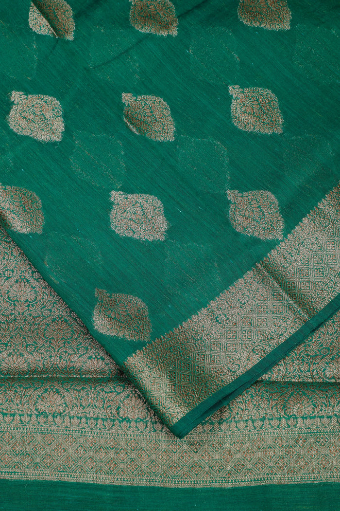 Green Powerloom Benarasi Dupion Silk Saree - detail 3