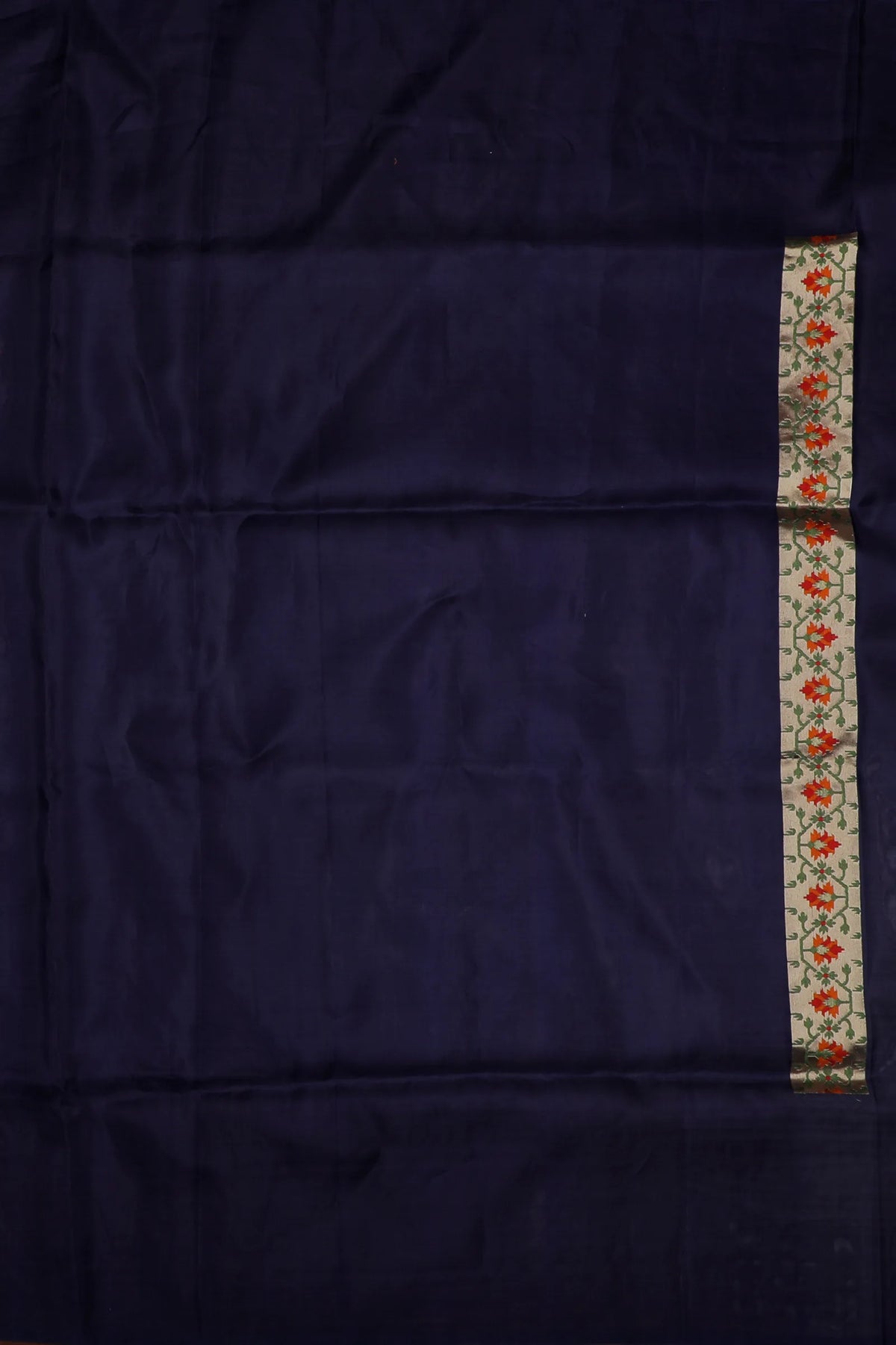 Navy Blue Handloom Benarasi Kora Silk Saree