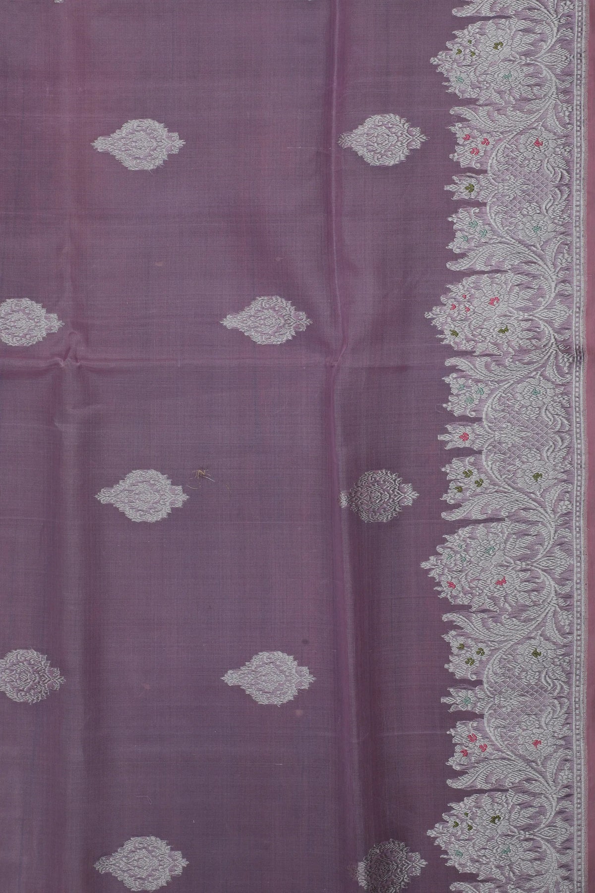 Lavender Handloom Benarasi Kora Silk Saree