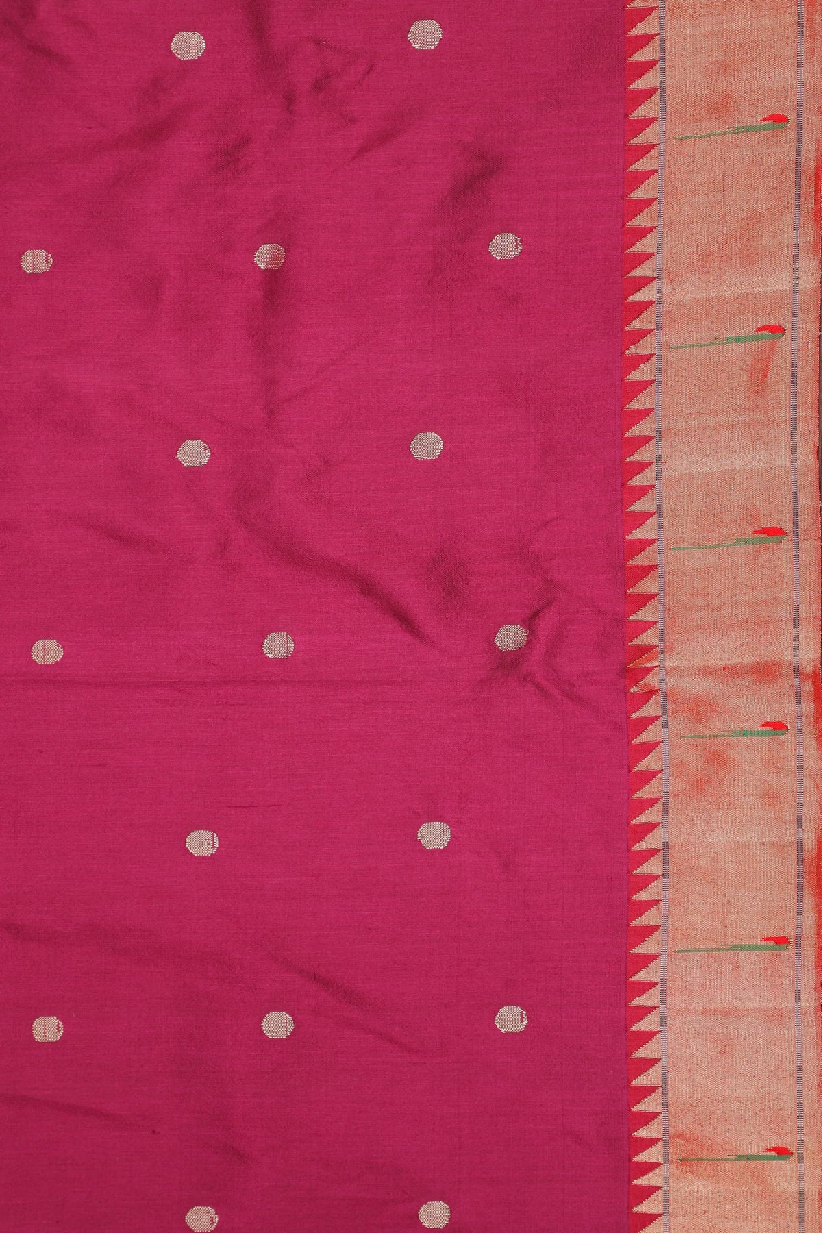 Wine Handloom Pure Silk Muniya Paithani Saree