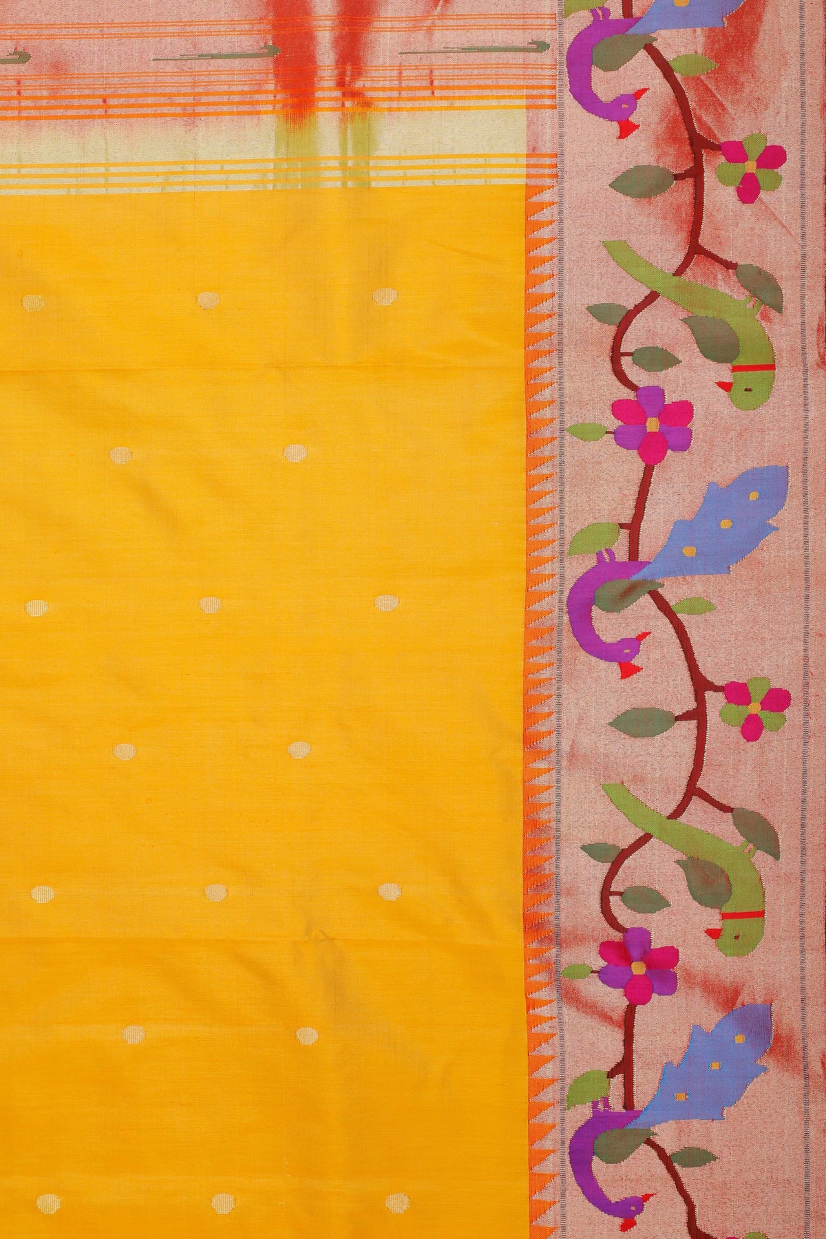Fresh Yellow Handloom Pure Silk Paithani Saree with Brocade Border