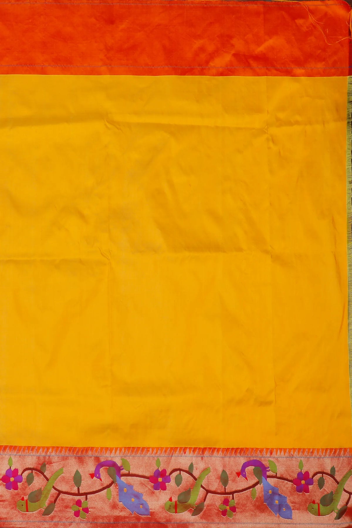 Fresh Yellow Handloom Pure Silk Paithani Saree with Brocade Border