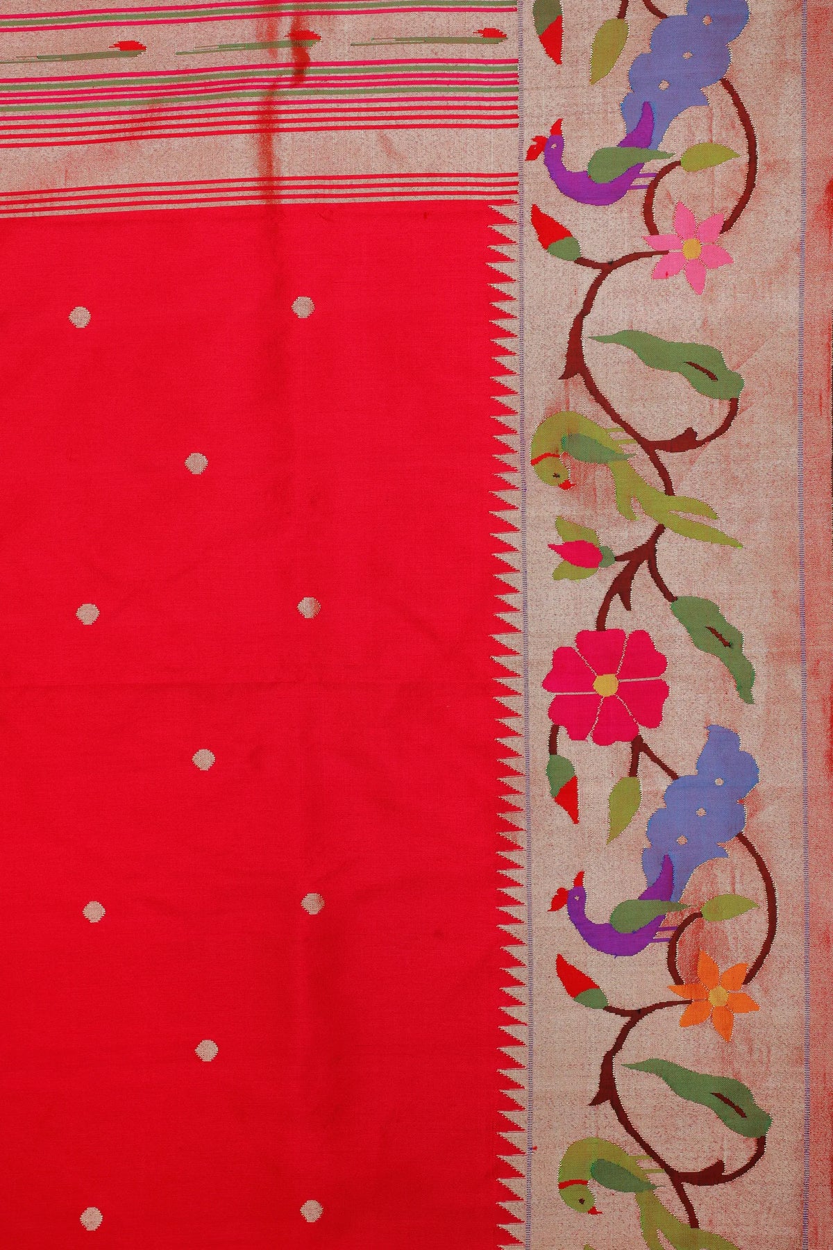 Deep Pink Handloom Pure Silk Paithani Saree with Brocade Border