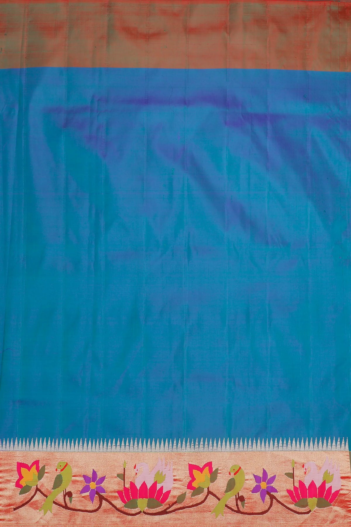 Peacock Blue Handloom Pure Silk Paithani Saree with Brocade Border