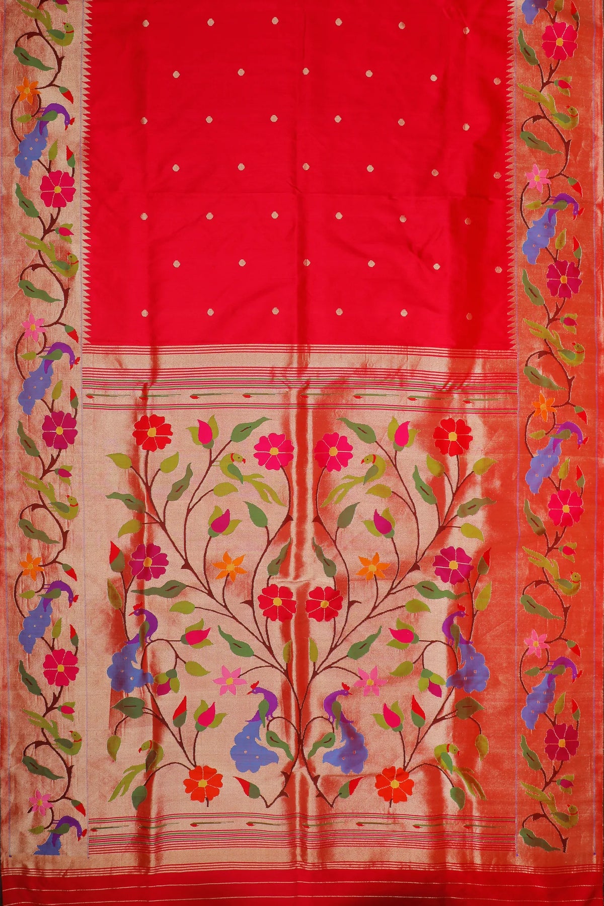 Deep Pink Handloom Pure Silk Paithani Saree with Brocade Border