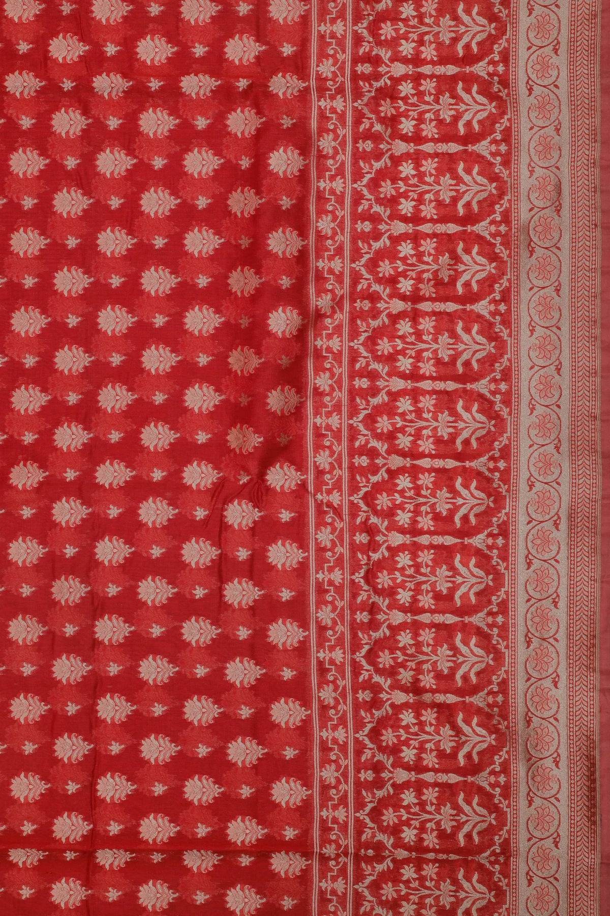 Red Handloom Benarasi Pure Cotton Saree
