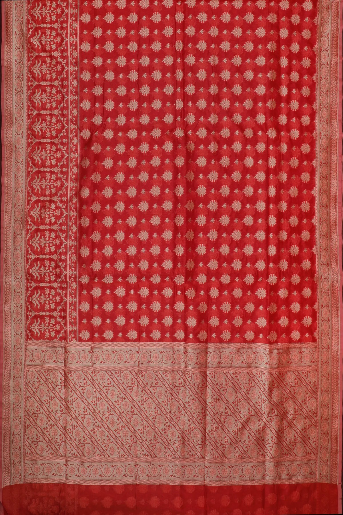 Red Handloom Benarasi Pure Cotton Saree