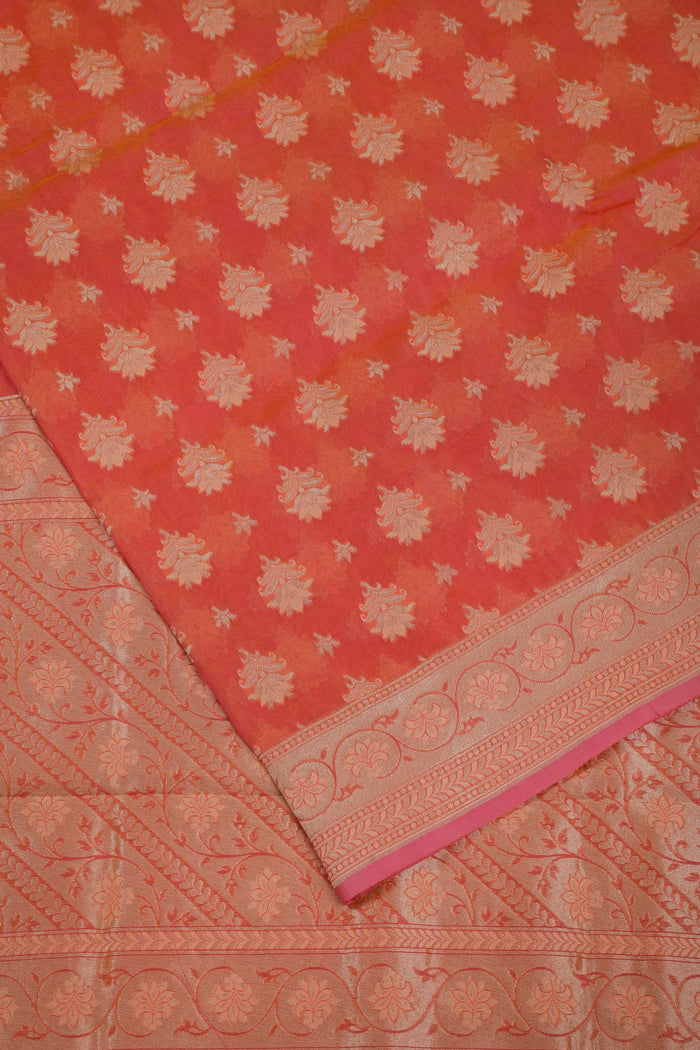 Light Pink Handloom Benarasi Pure Cotton Saree - detail 3