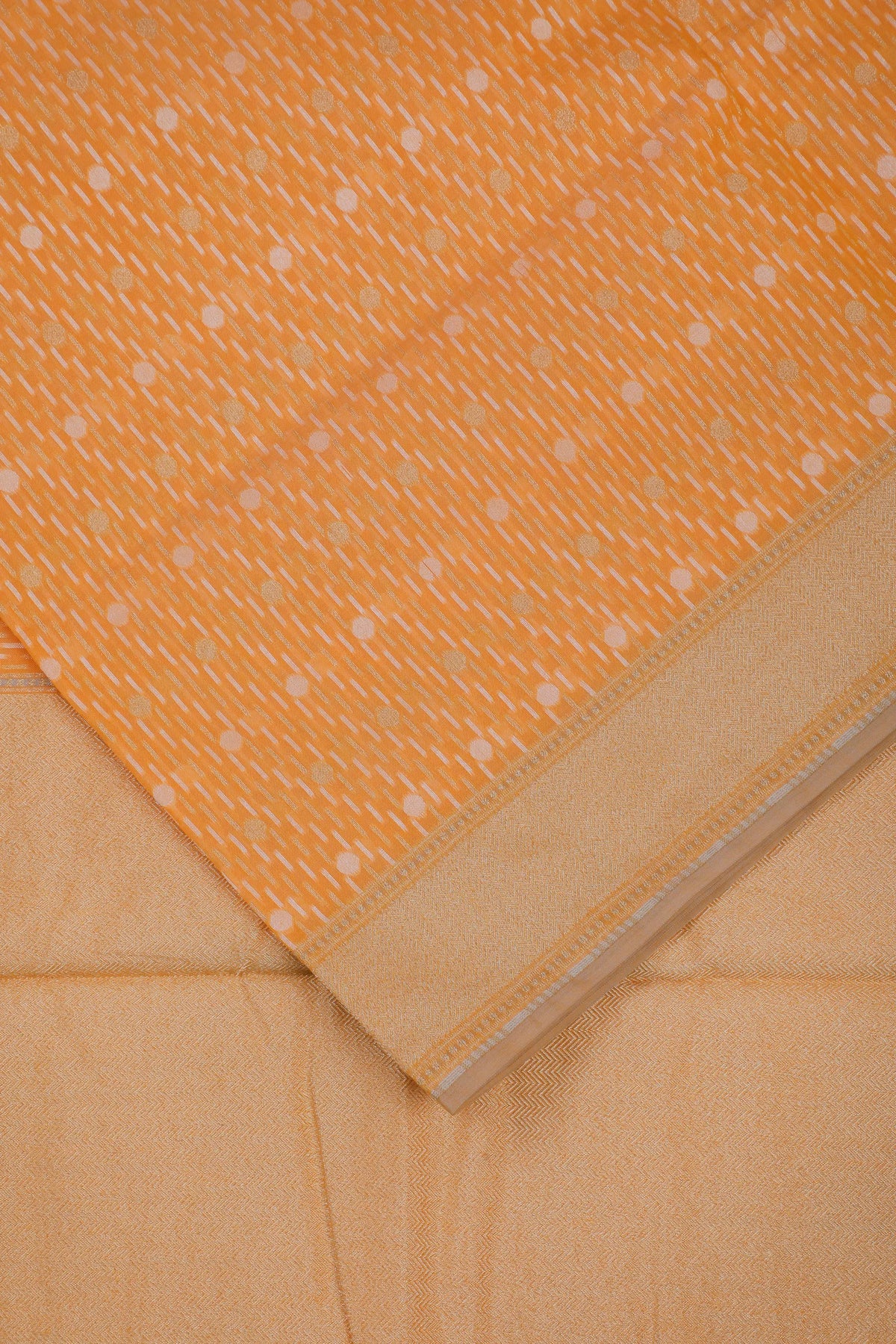 Light Orange Handloom Benarasi Pure Cotton Saree