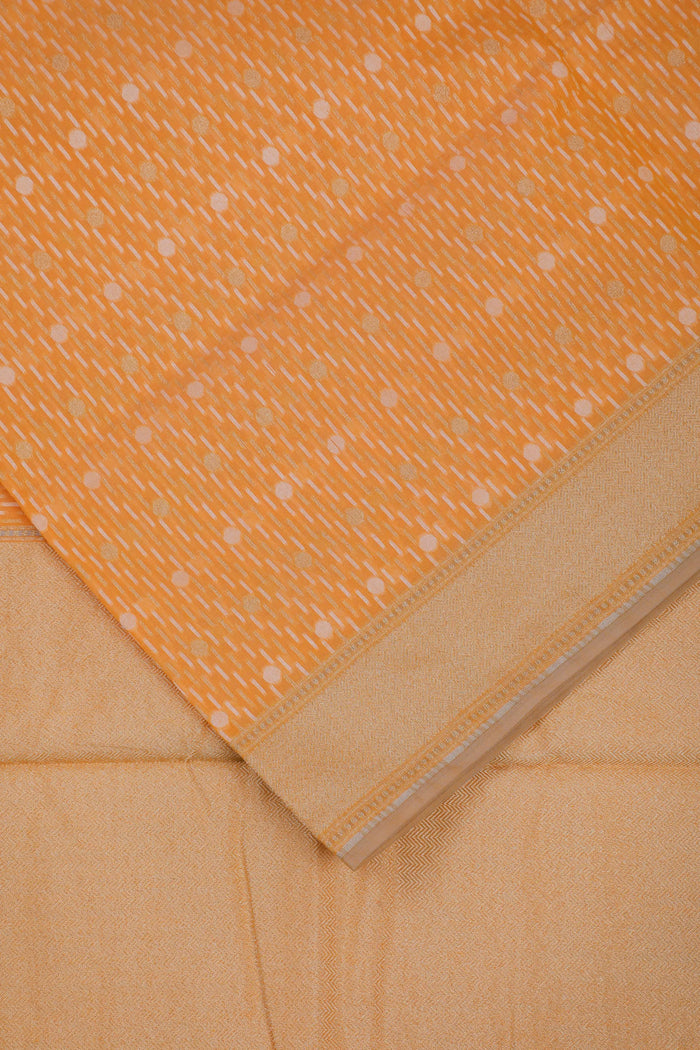 Light Orange Handloom Benarasi Pure Cotton Saree - detail 3