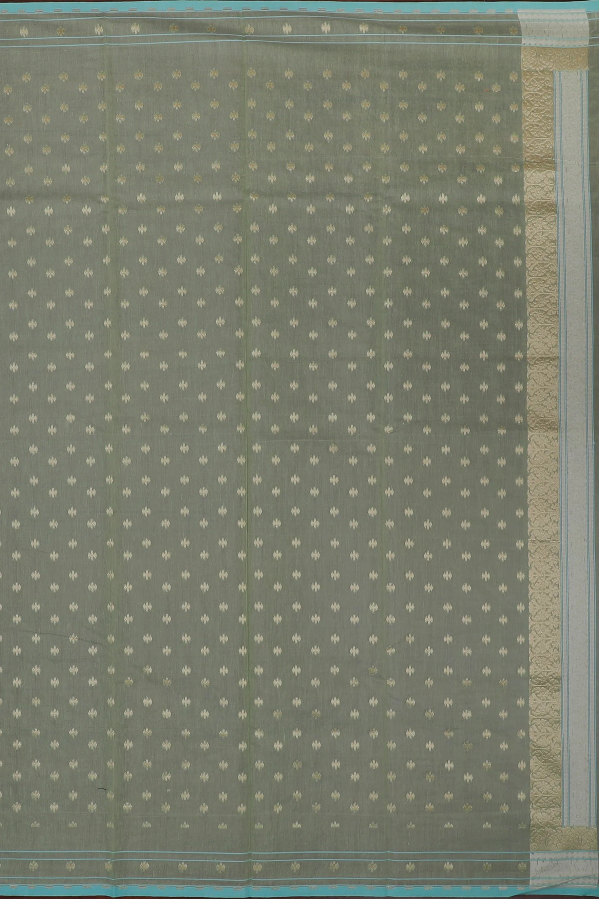 Pista Green Handloom Benarasi Cotton Jamdani Saree