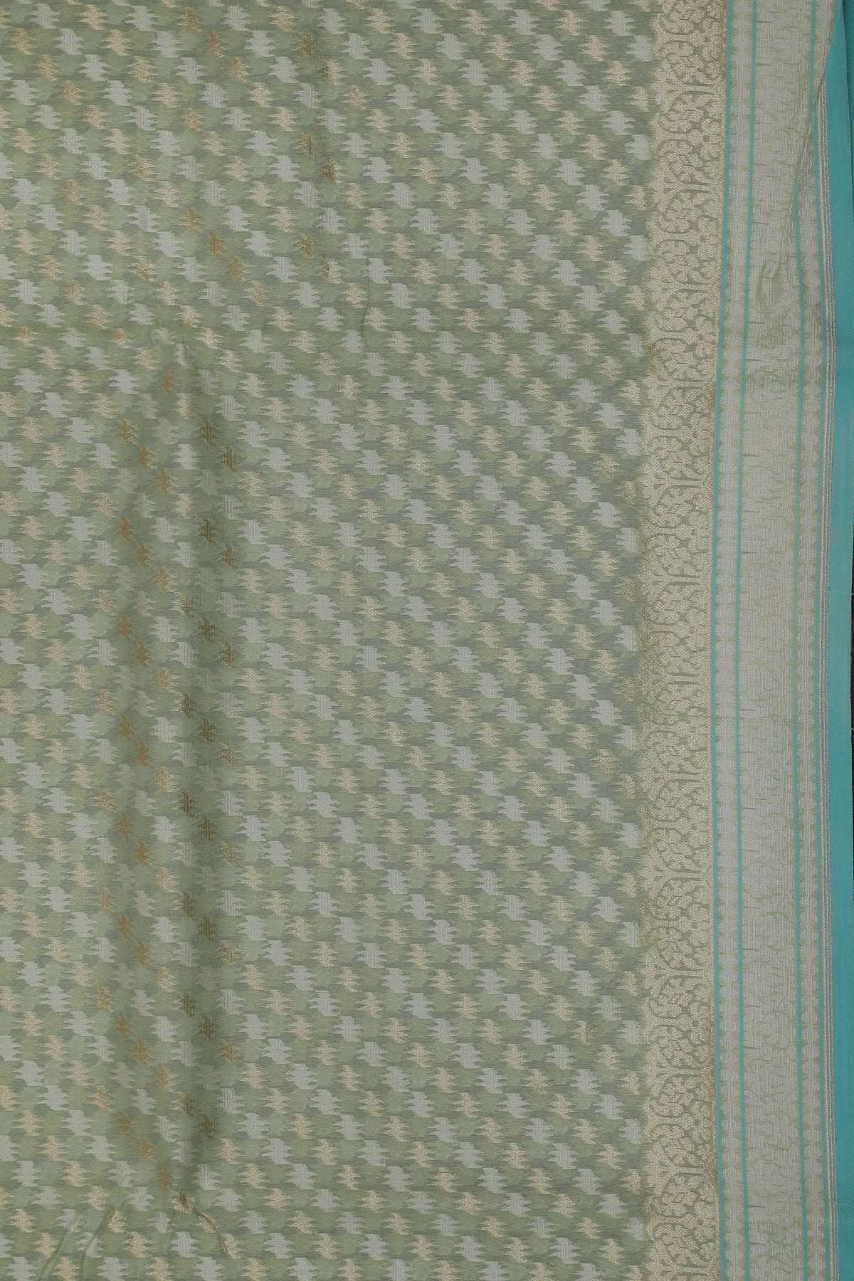 Pista Green Handloom Benarasi Cotton Jamdani Saree
