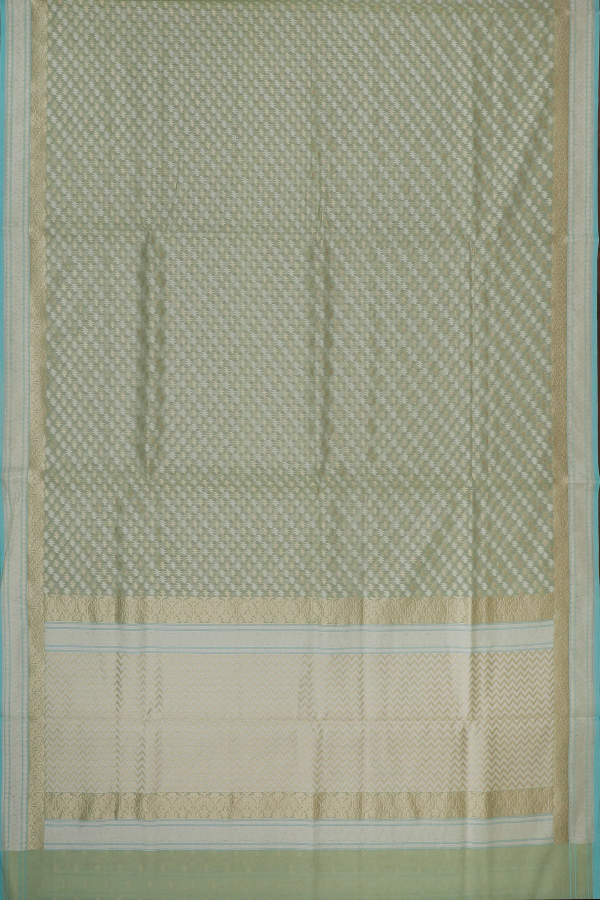 Pista Green Handloom Benarasi Cotton Jamdani Saree