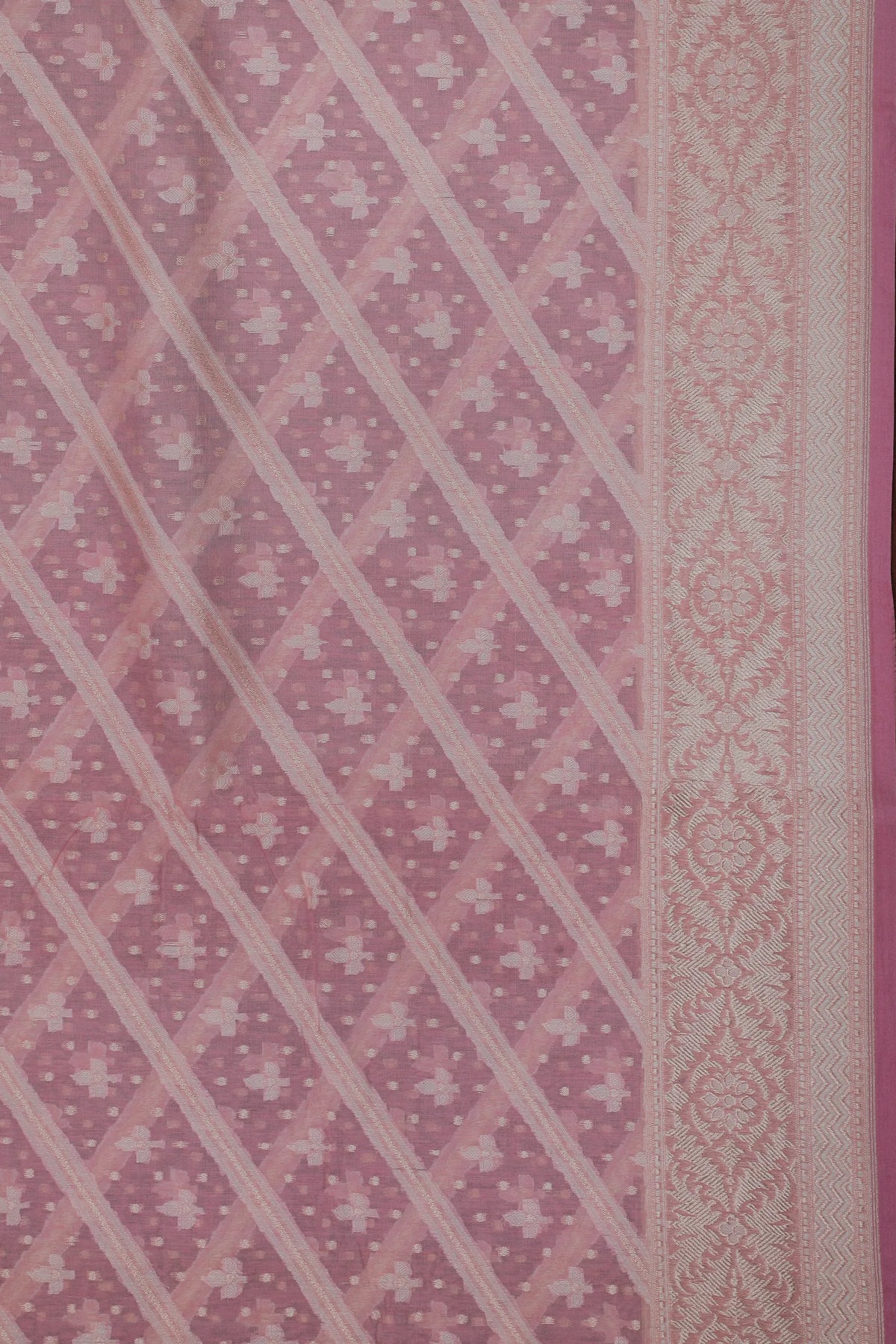 Baby Pink Handloom Benarasi Cotton Jamdani Saree