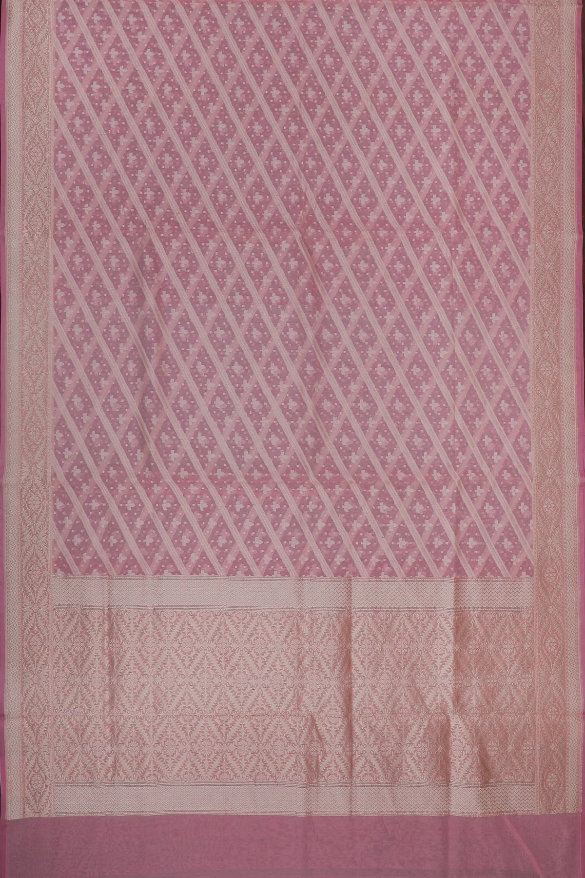 Baby Pink Handloom Benarasi Cotton Jamdani Saree