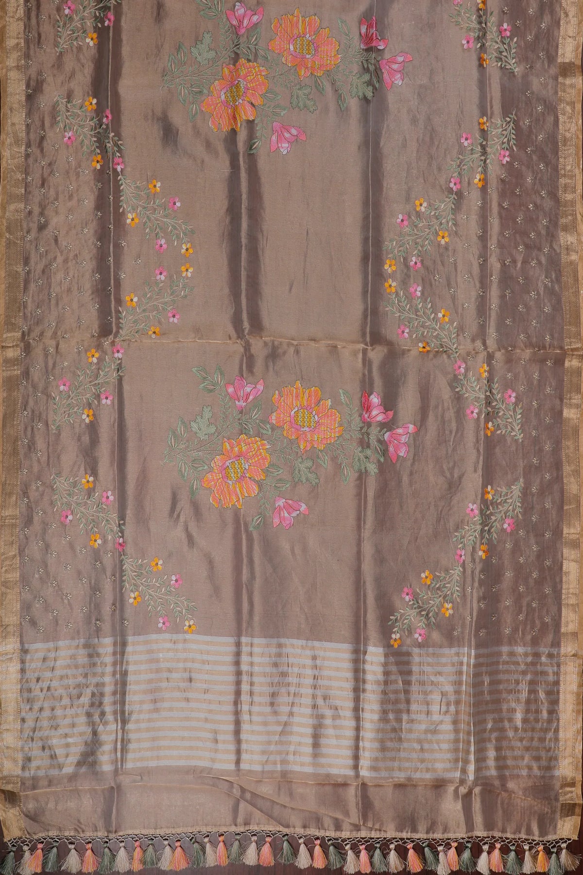Golden Handloom Tissue Benarasi Kora Silk Saree
