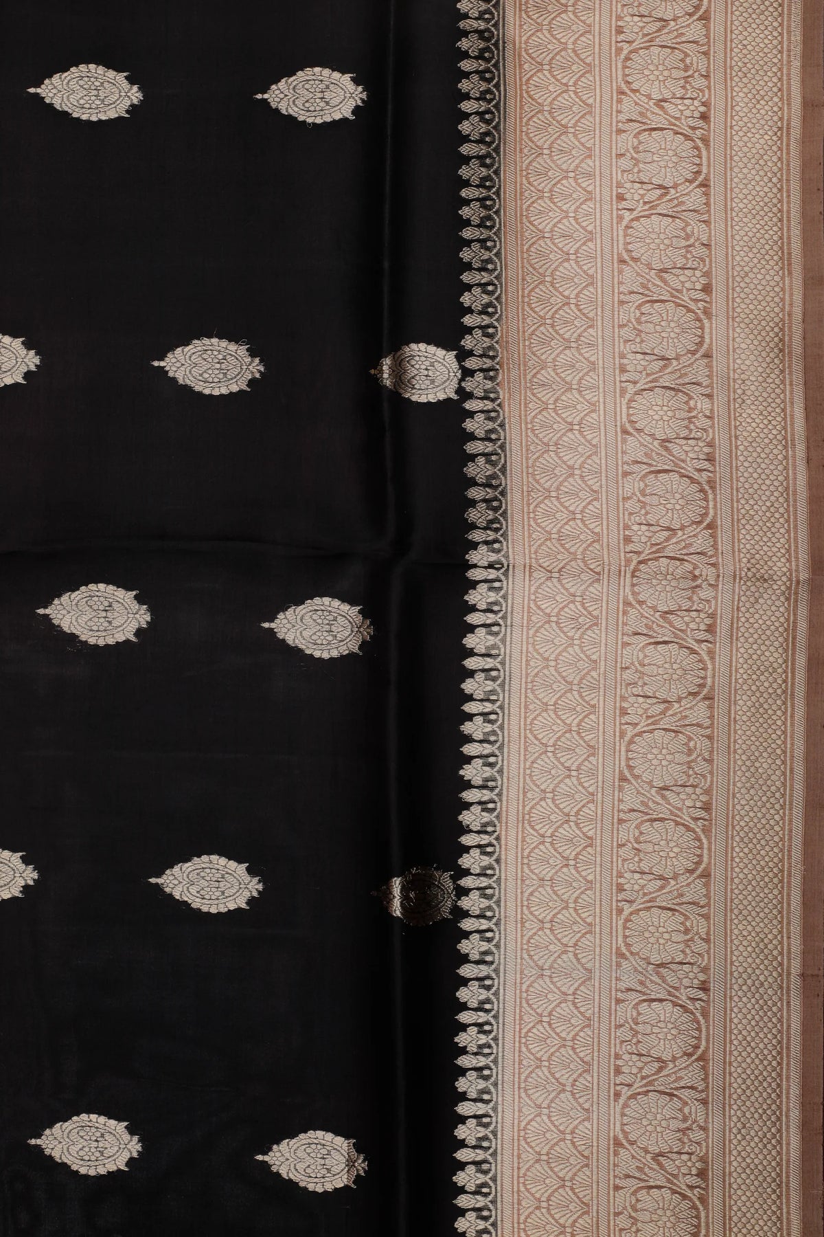 Black Handloom Benarasi Kora Silk Saree