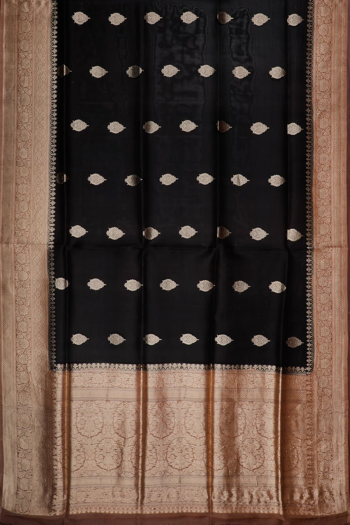 Black Handloom Benarasi Kora Silk Saree