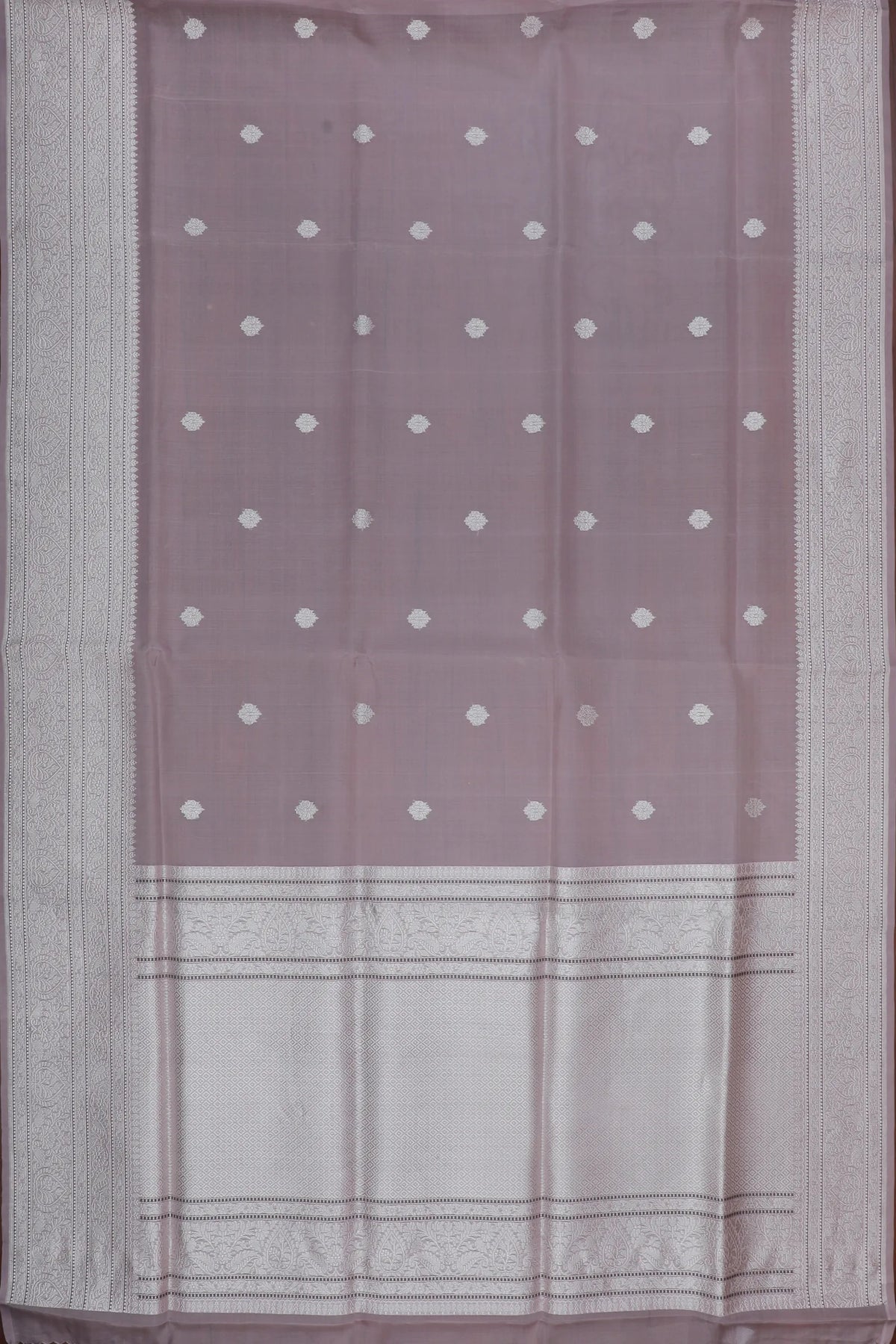Light Lavender Handloom Benarasi Kora Silk Saree