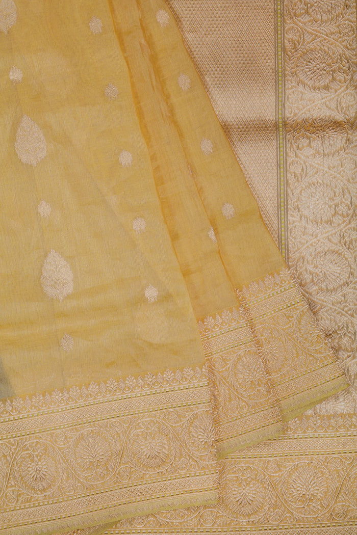 Lavender Handloom Tissue Benarasi Kora Silk Saree