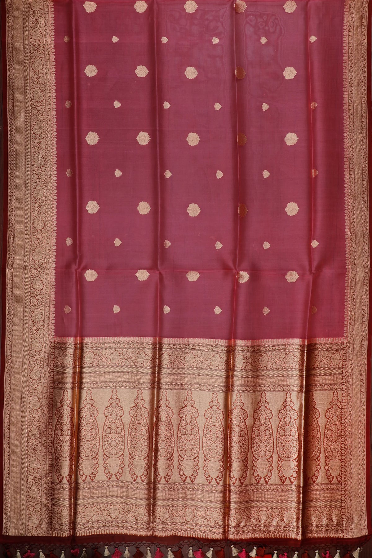Pink Handloom Benarasi Kora Silk Saree