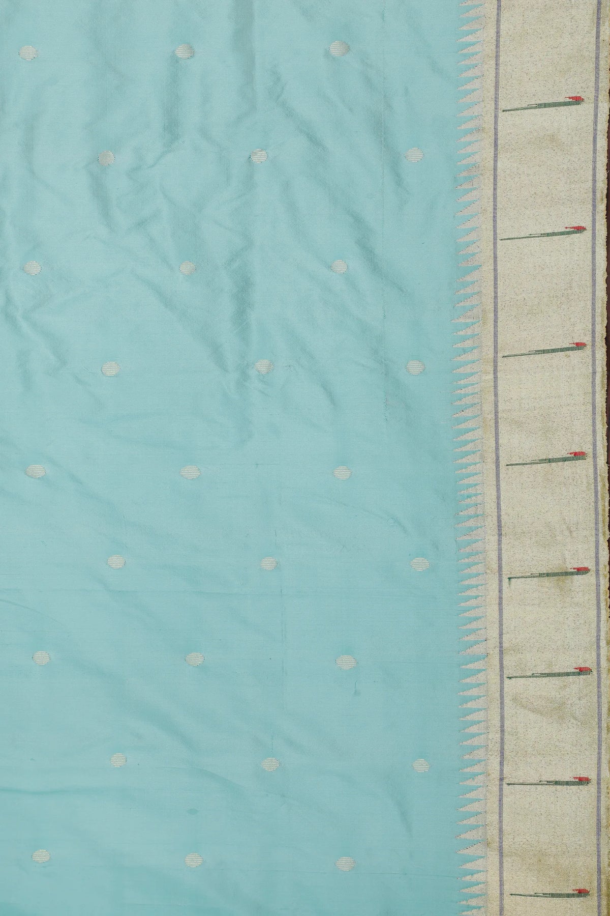 Sea Green Handloom Pure Silk Muniya Paithani Saree