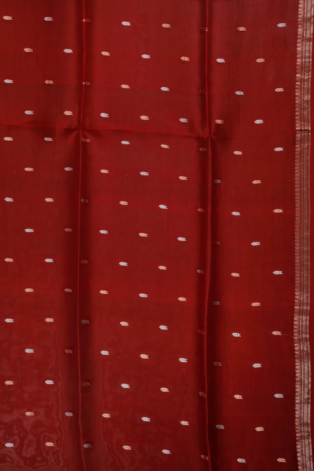Maroon Handloom Benarasi Kora Silk Saree