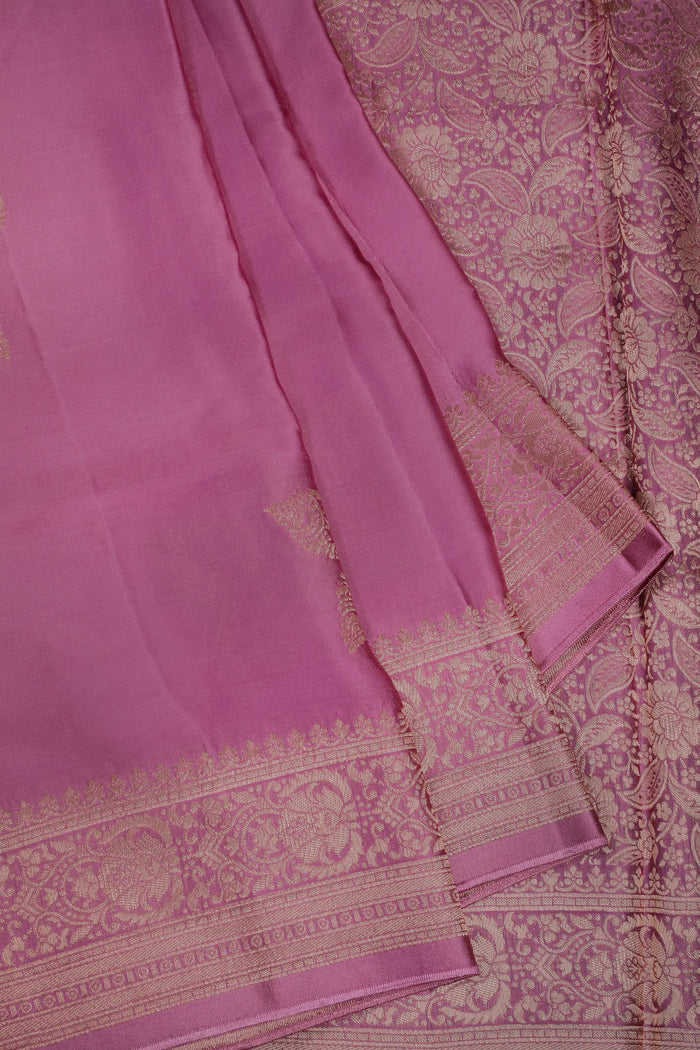 Lavender Powerloom Benarasi Satin Saree