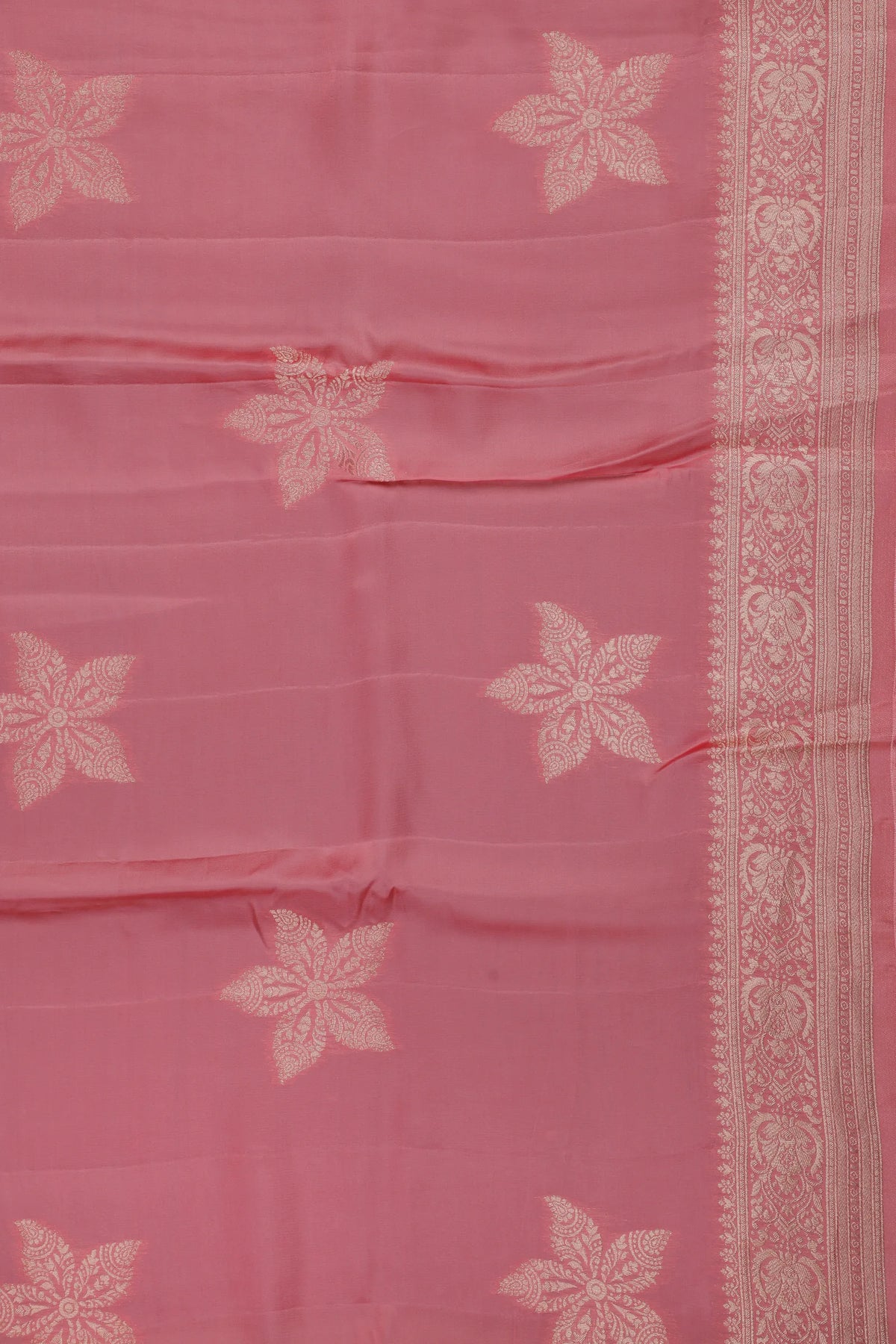Baby Pink Powerloom Benarasi Satin Saree