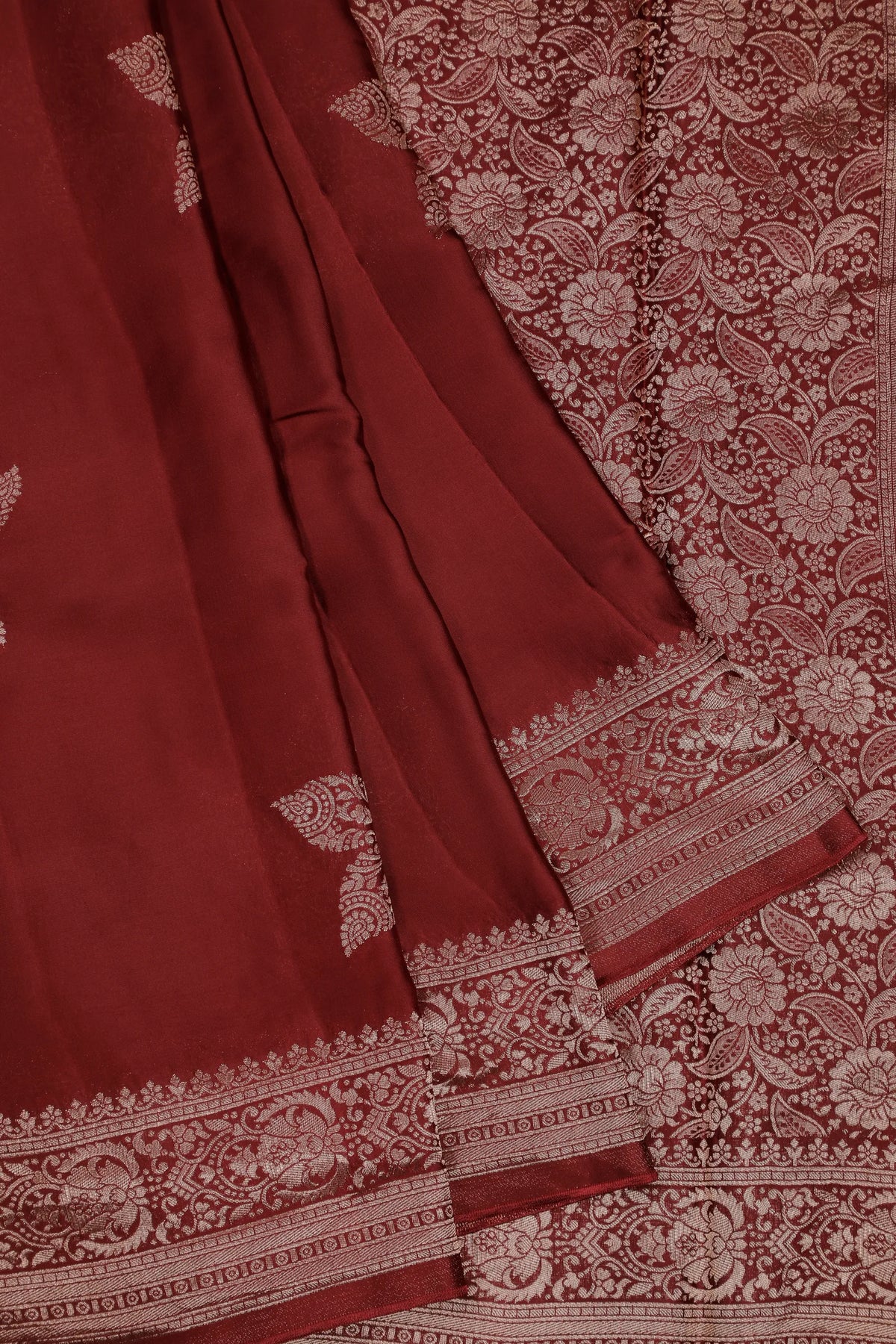 Maroon Powerloom Benarasi Satin Saree