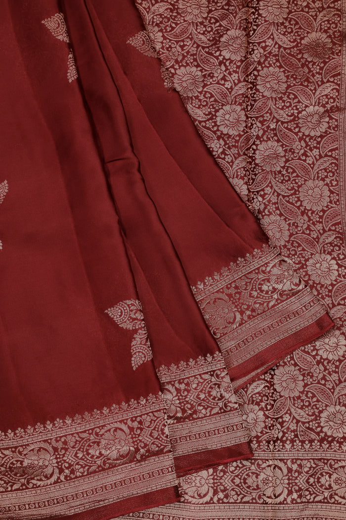 Maroon Powerloom Benarasi Satin Saree