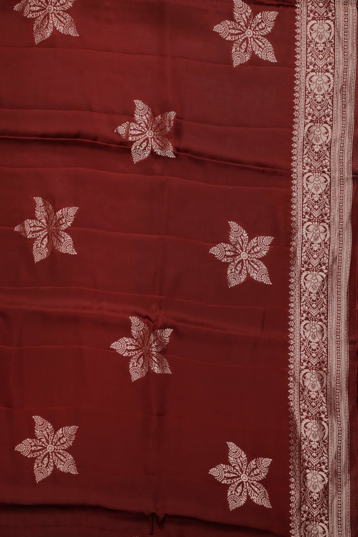 Maroon Powerloom Benarasi Satin Saree