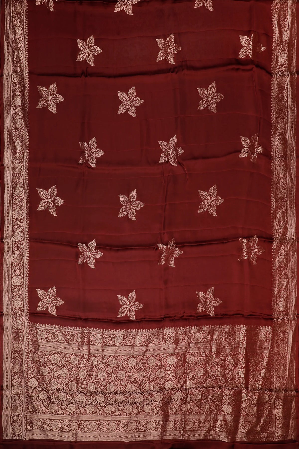 Maroon Powerloom Benarasi Satin Saree