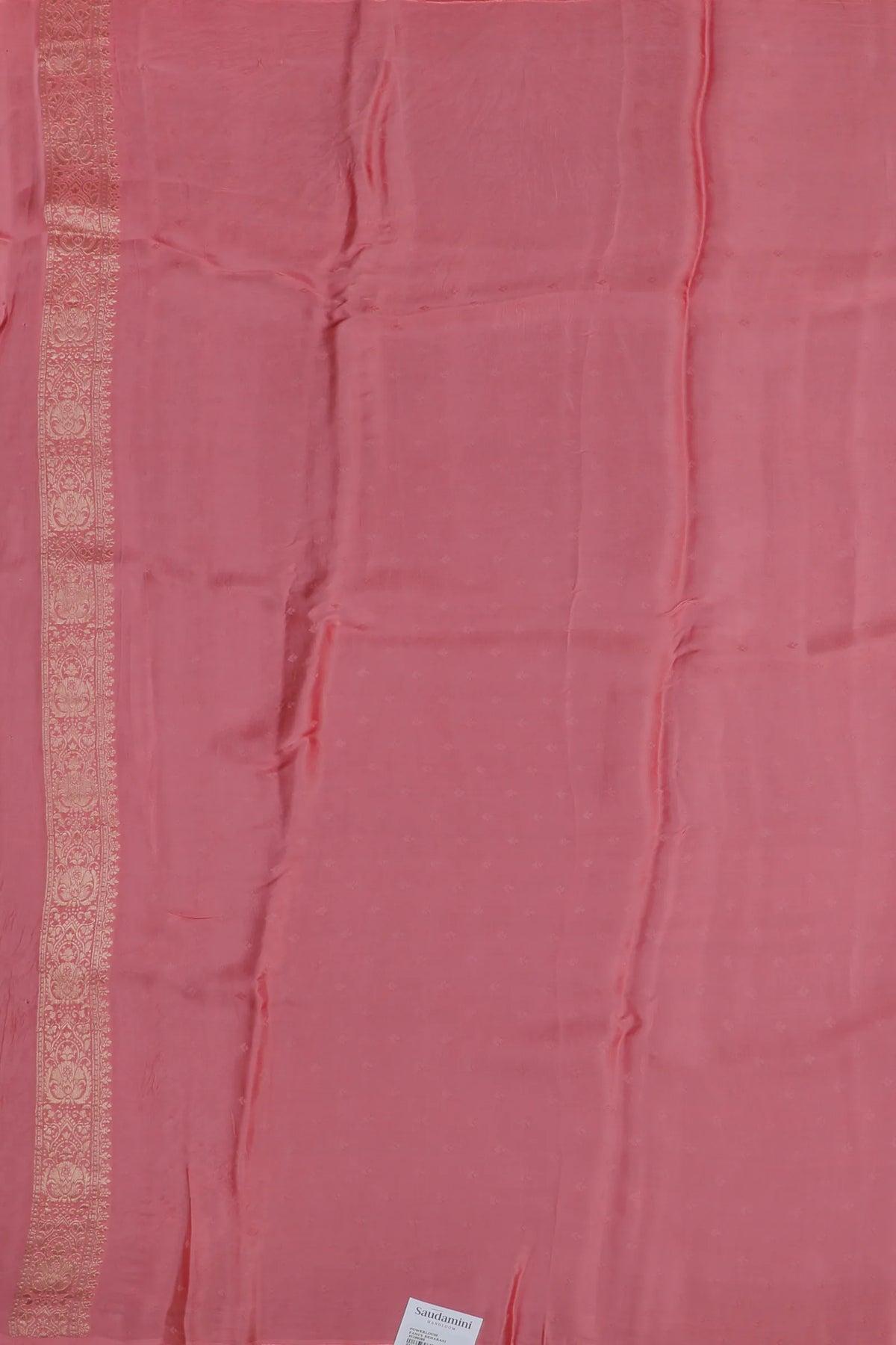 Baby Pink Powerloom Benarasi Satin Saree