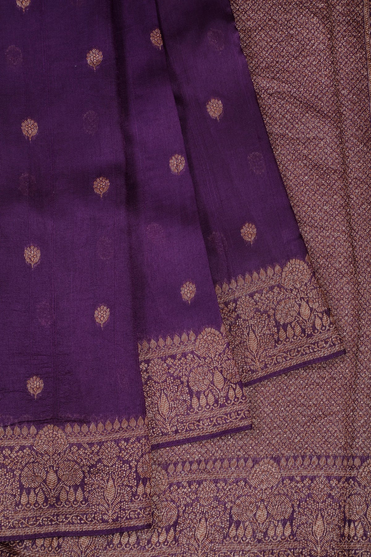 Dark Purple Powerloom Tussar Dupion Semi Silk Saree