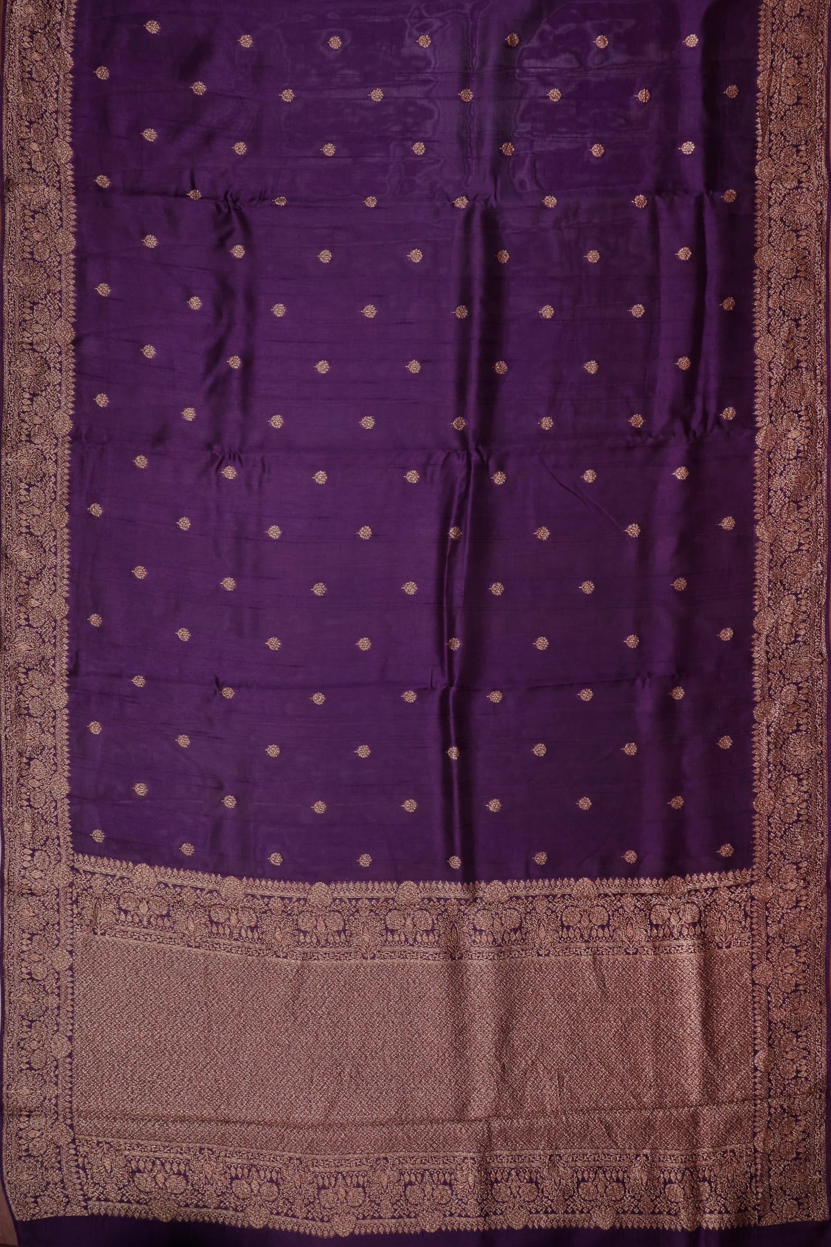 Dark Purple Powerloom Tussar Dupion Semi Silk Saree